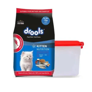 Drools Kitten & Mother Cats Dry Food Mackerel 1kg + Free Container