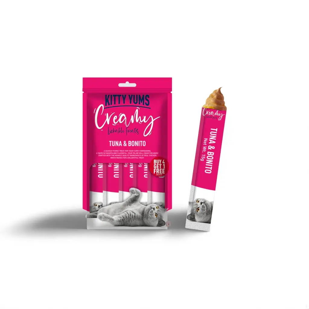 Kitty Yums Creamy Treats Tuna & Bonito 5 Sticks