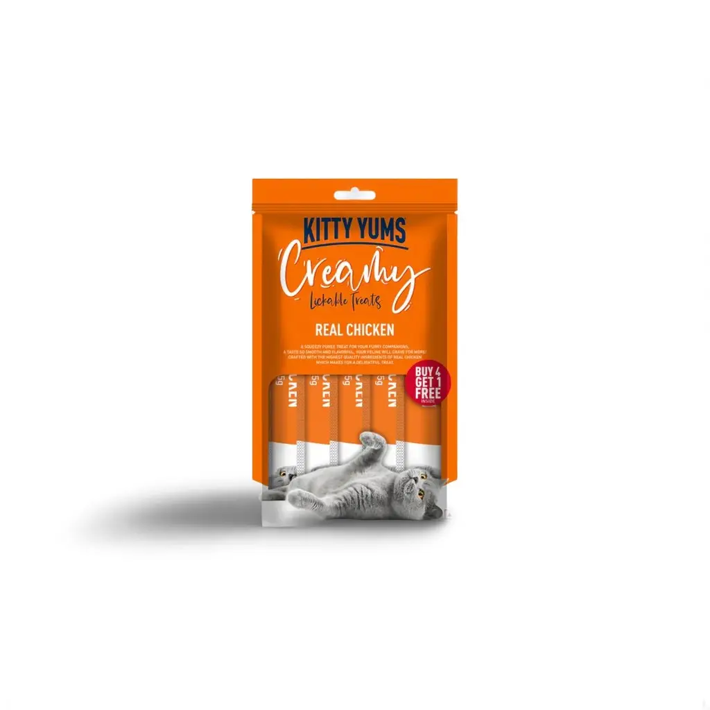Kitty Yums Creamy Treats Real Chicken 5 Sticks